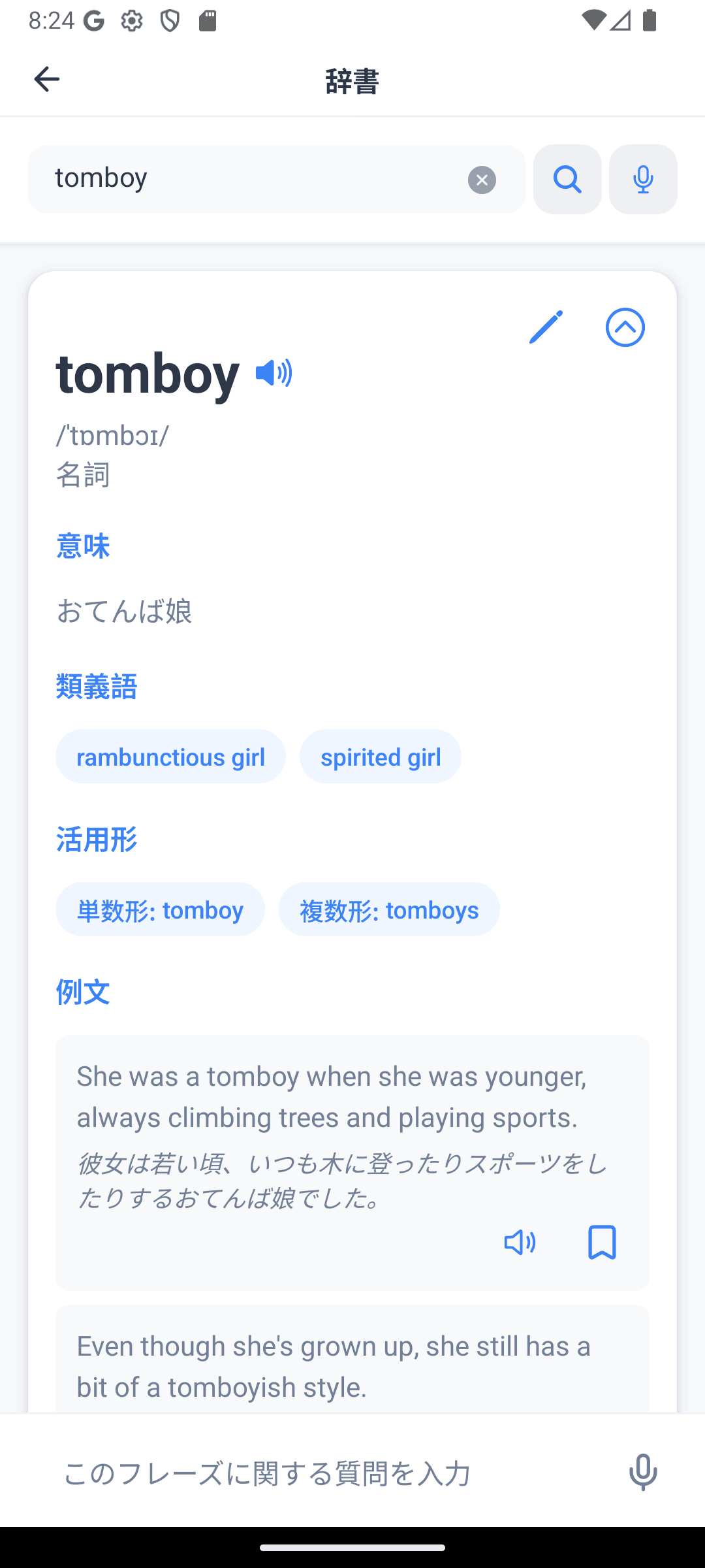 Vocabin 辞書画面